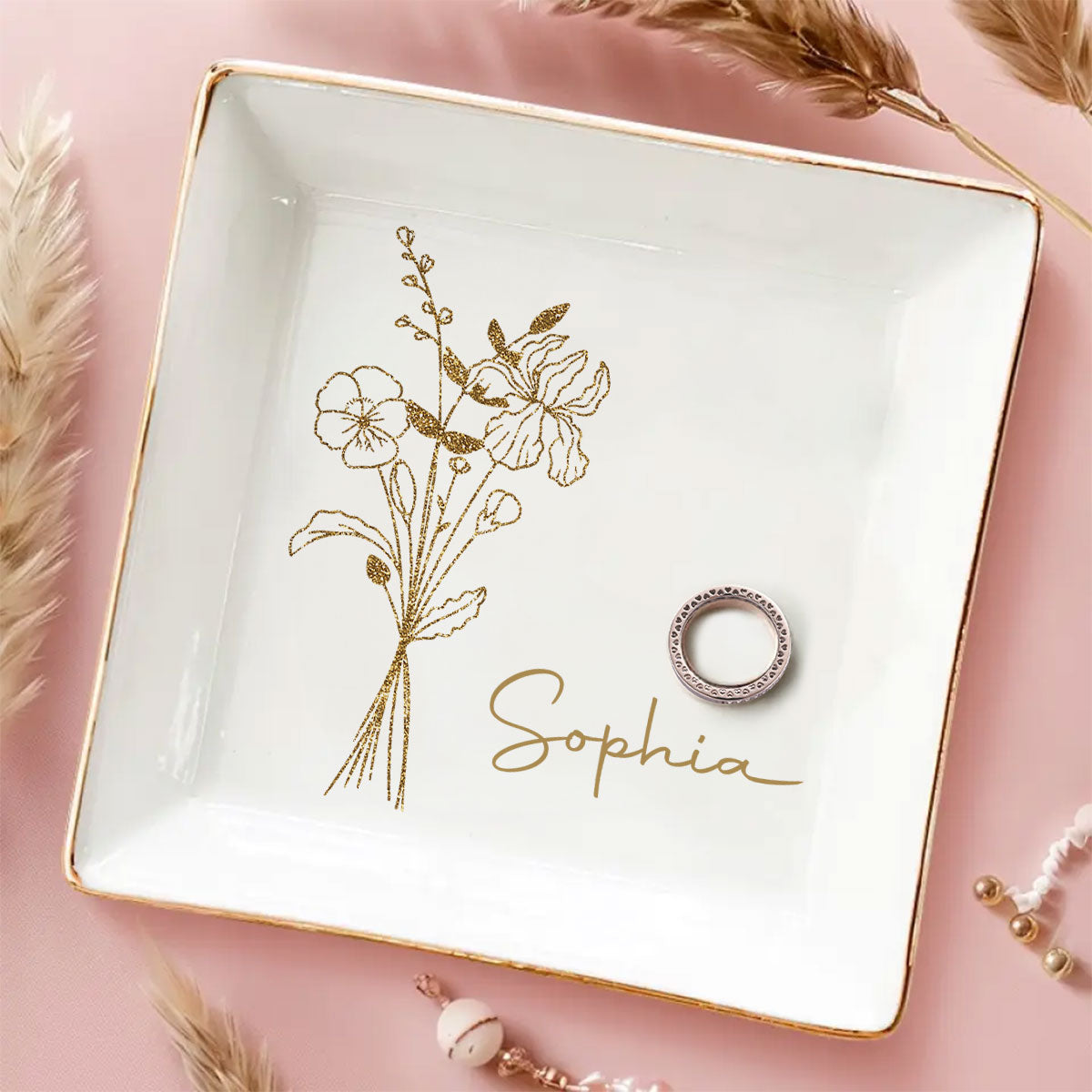 Friends Are Blossoms That Last Forever – Personalized Custom Jewelry Dish
