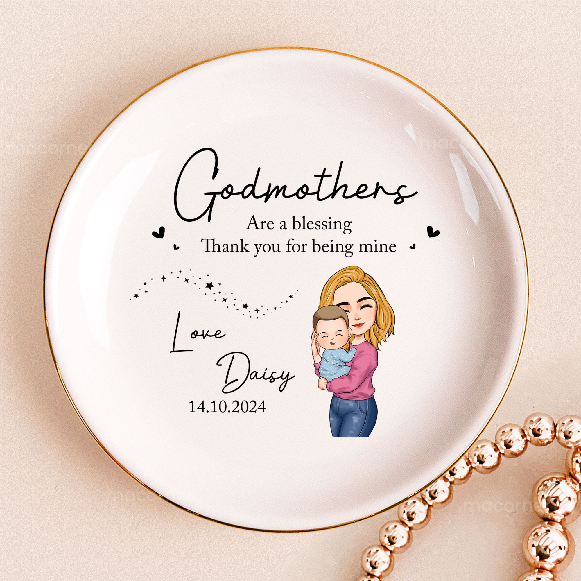 Godmothers Are A Blessing Thank You For Being Mine – Personalized Jewelry Dish