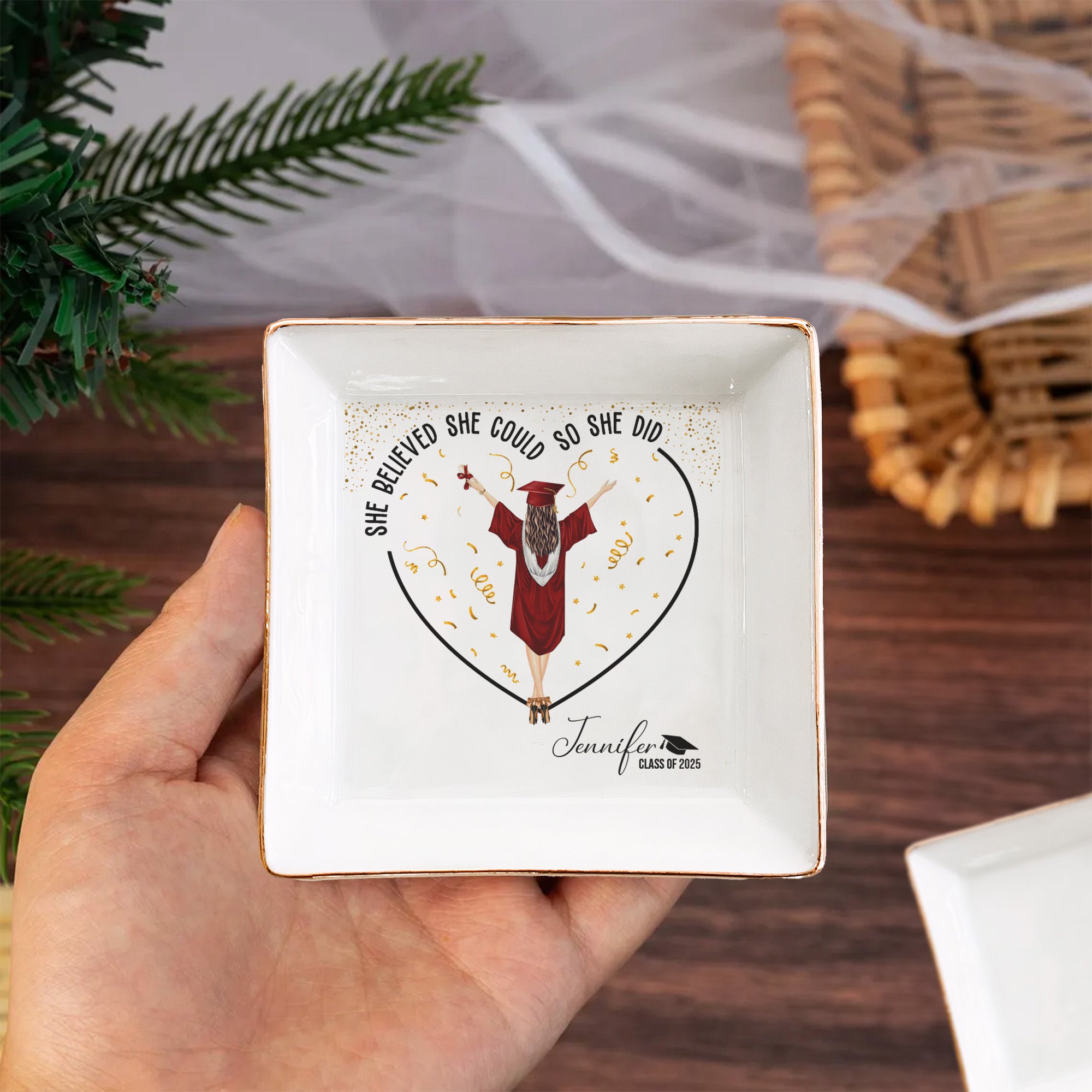 Graduation Gifts She Believed She Could So She Did – Personalized Jewelry Dish